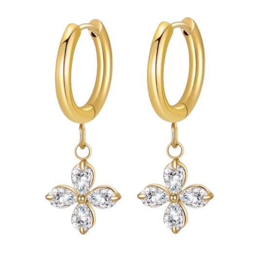 Stålörhängen med 18K förgyllning och CZ 30MM