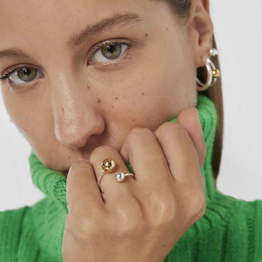 Stålring med 18K förgyllning - Reglerbar