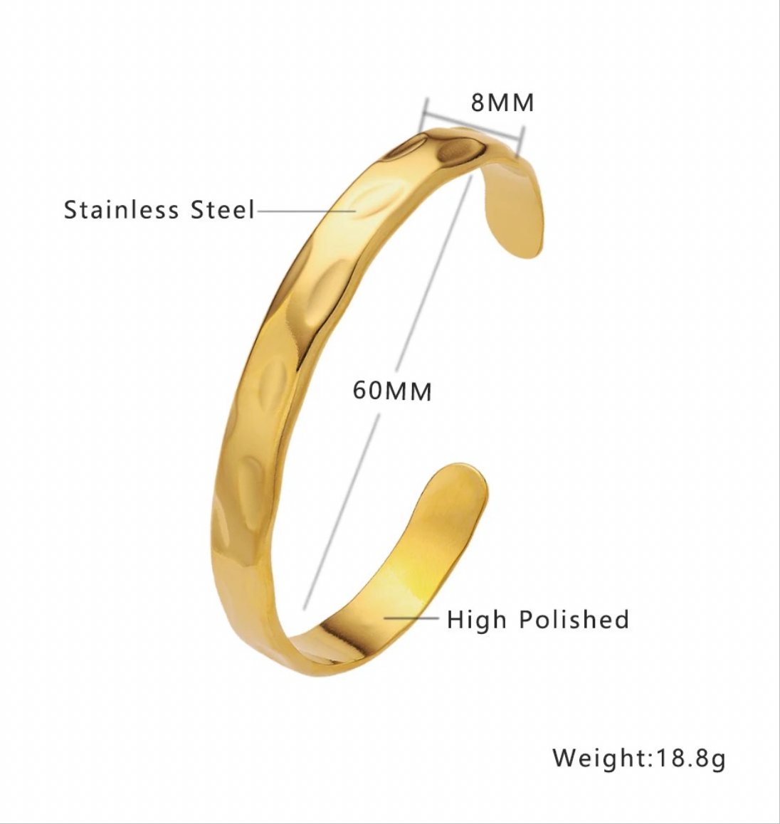 Stålarmband med 18K förgyllning - Reglerbart 11MM / 8MM