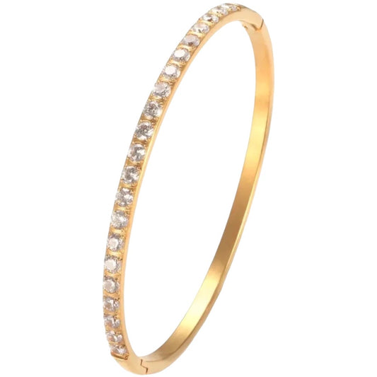 Stålarmband med 18K förgyllning och CZ 4MM