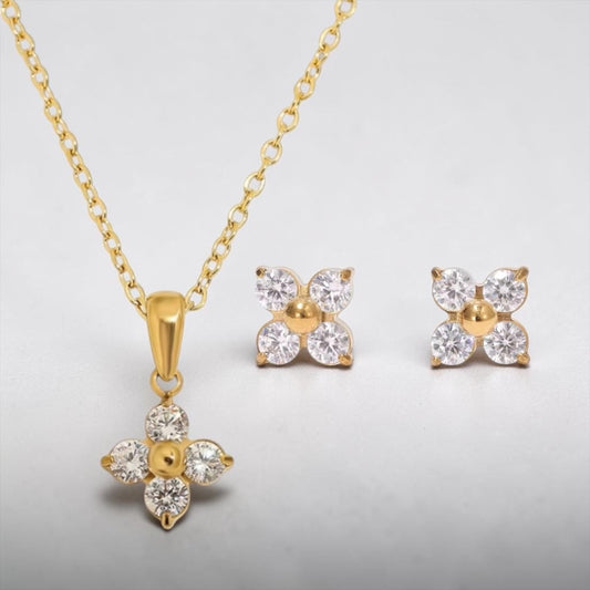 Stålhalsband med 18K förgyllning och CZ 40+5 cm