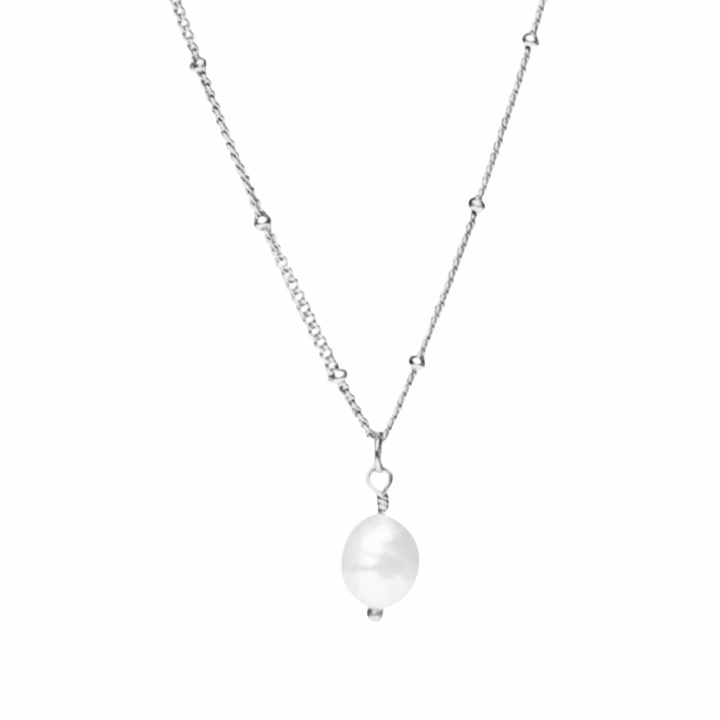 Stålhalsband med Sötvattenpärla 40+5 cm