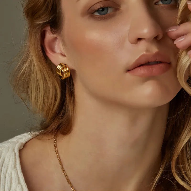 Stålörhängen med 18K förgyllning 14MM / 17MM