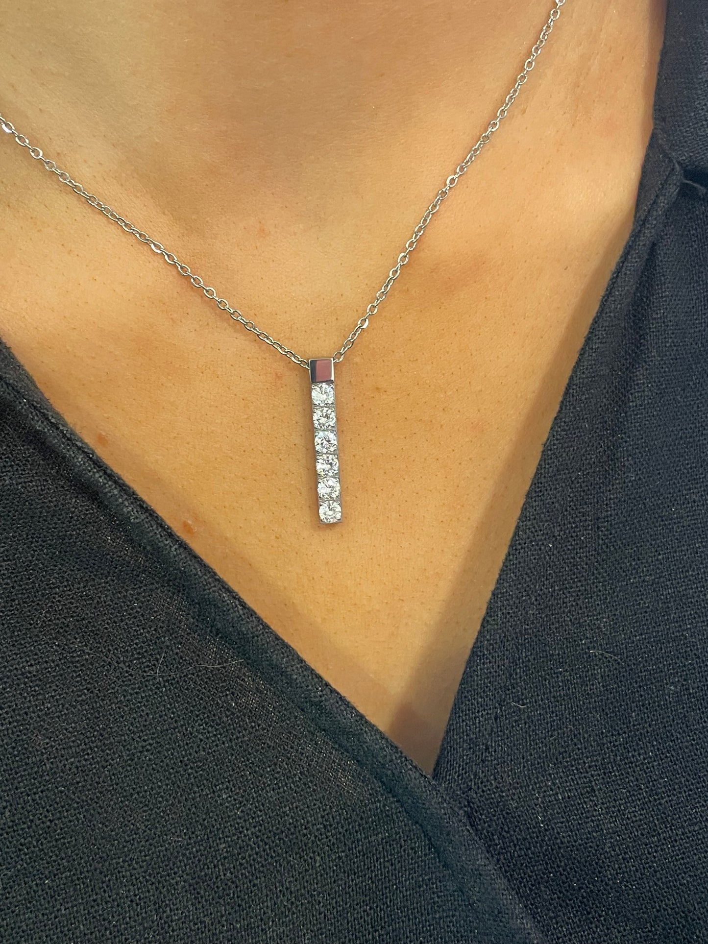 Stålhalsband med CZ 40+5 cm