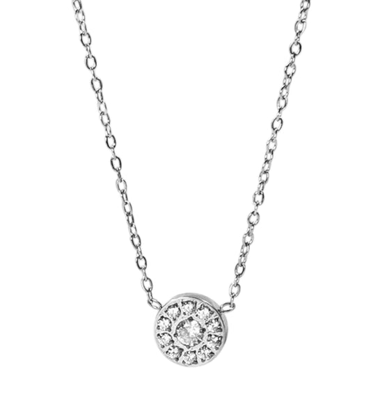 Stålhalsband med CZ 40+5 cm