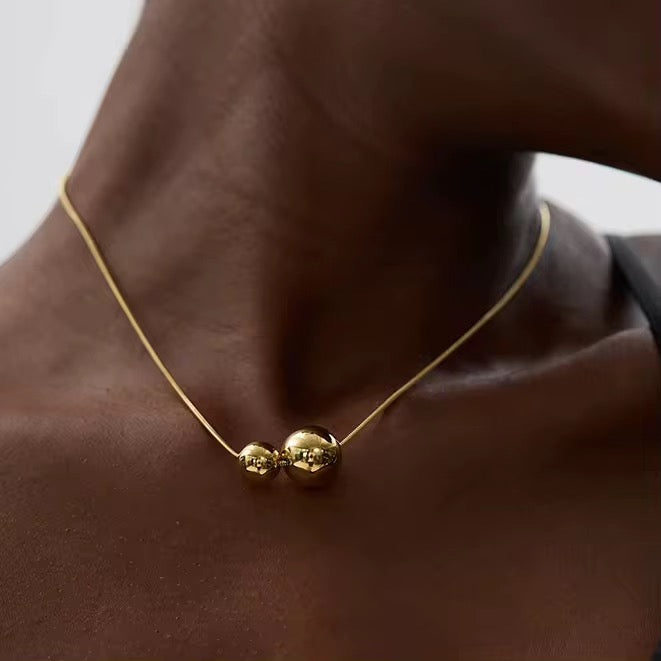 Stålhalsband med 18K förgyllning 40+5 cm