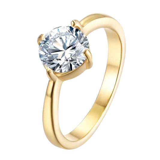 Stålring med 18K förgyllning och CZ