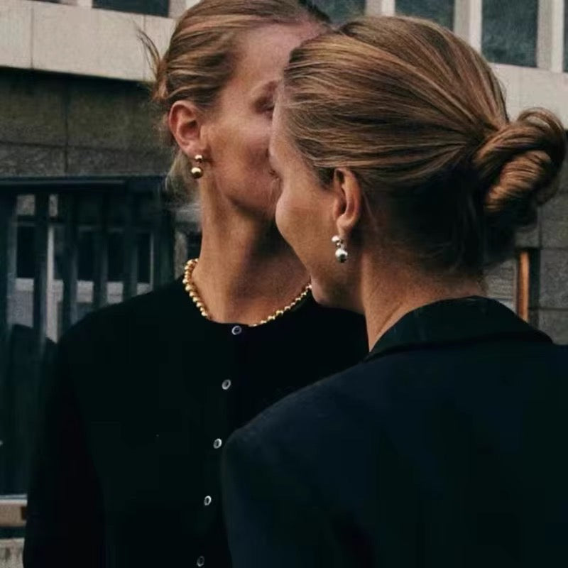 Stålörhängen med 18K förgyllning 23MM / 12MM