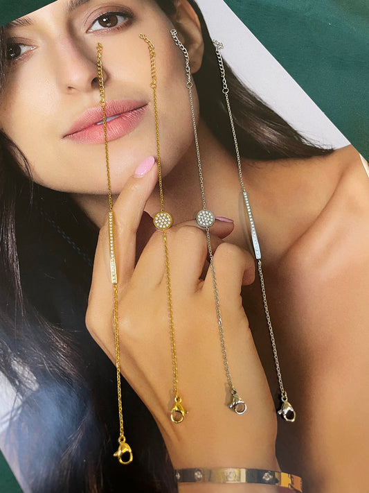 Stålarmband med 18K förgyllning och CZ 15+4 cm