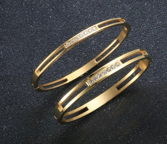 Stålarmband med 18K förgyllning och CZ 6MM