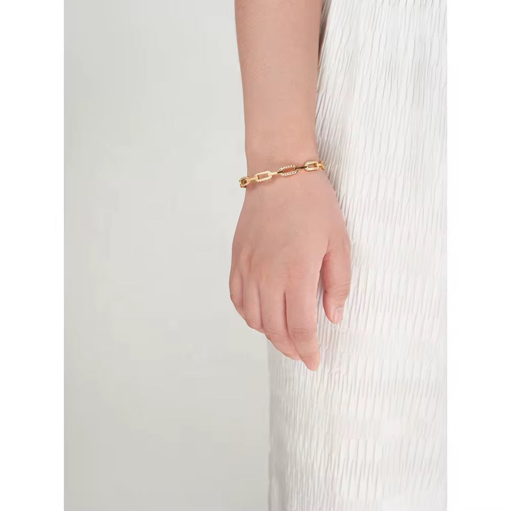 Stålarmband med 18K förgyllning och CZ 6MM