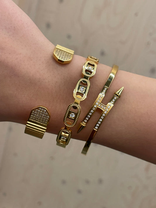 Stålarmband med 18K förgyllning och CZ 8MM