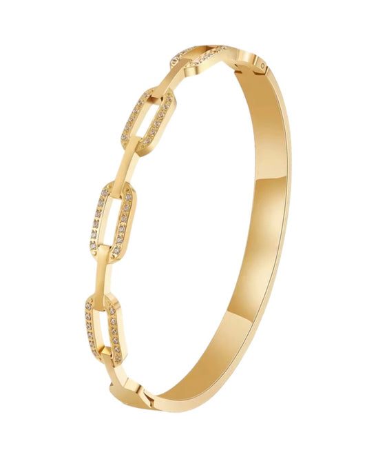 Stålarmband med 18K förgyllning och CZ 6MM