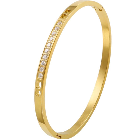 Stålarmband med 18K förgyllning och CZ 4MM