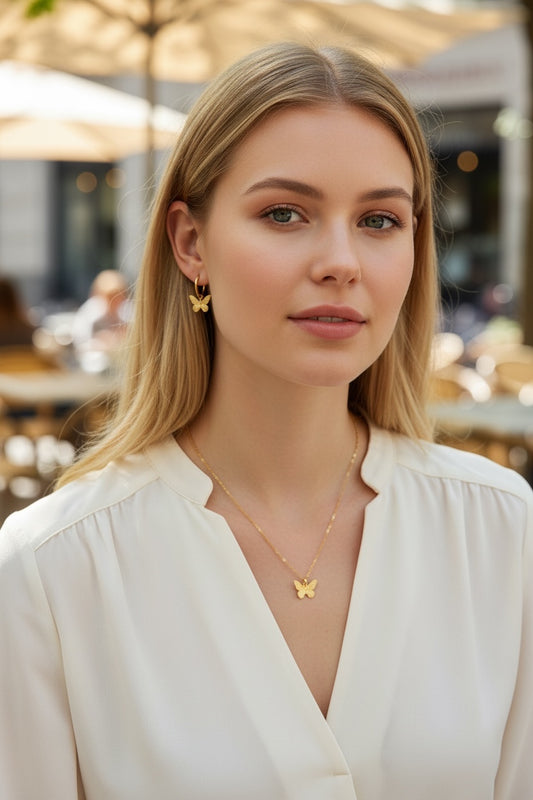 Stålhalsband med 18K förgyllning 40+5 cm