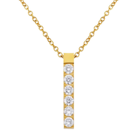 Stålhalsband med 18K förgyllning och CZ 42+5 cm