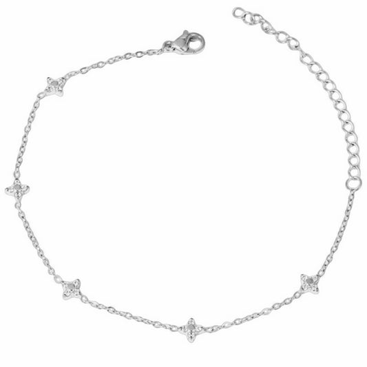 Stålarmband med CZ 16+4 cm