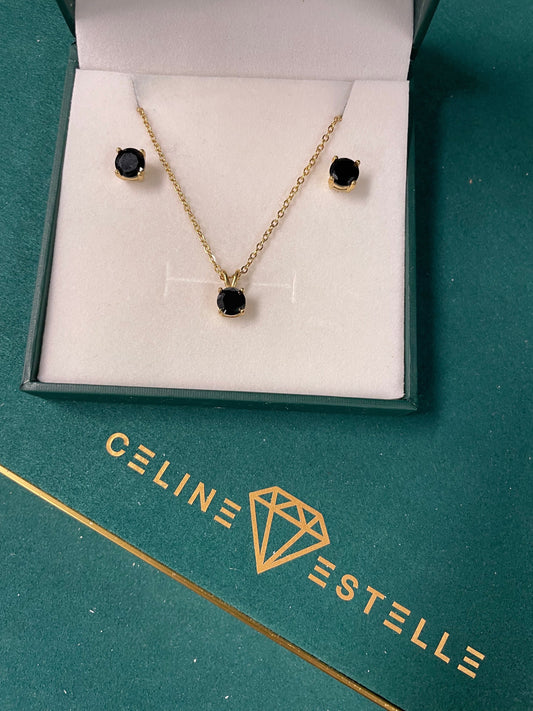 Stålhalsband med 18K förgyllning och CZ 40+5 cm