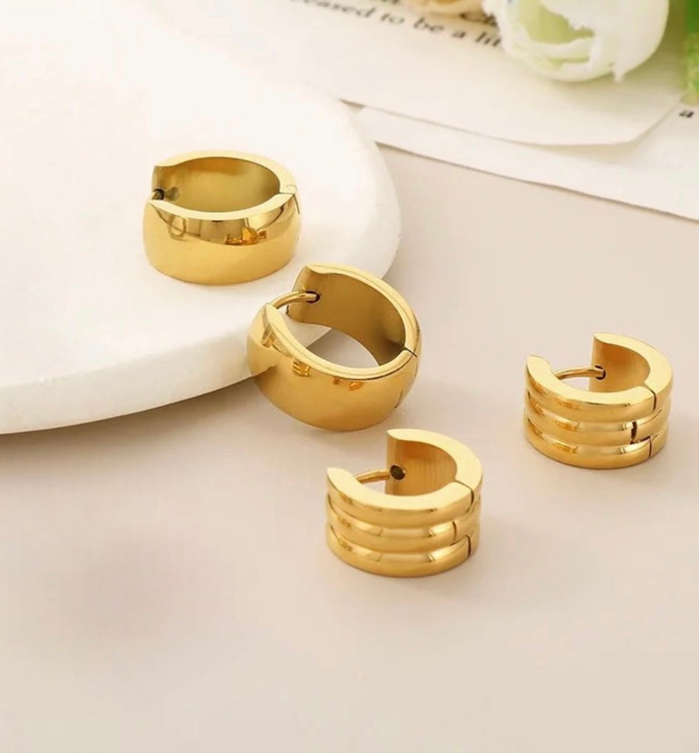 Stålörhängen med 18K förgyllning 16MM / 7MM