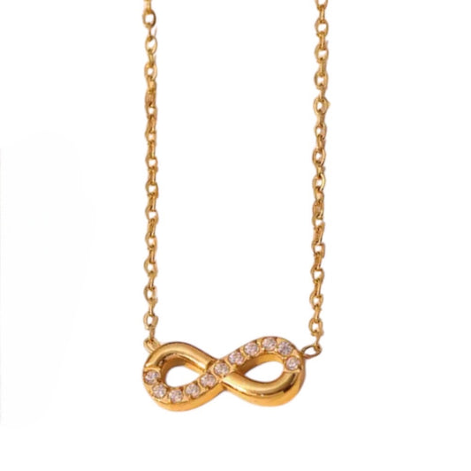 Stålhalsband med 18K förgyllning och CZ 40+5 cm