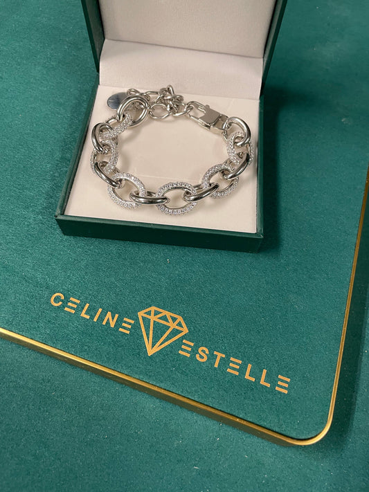 Stålarmband med CZ 17+7 cm