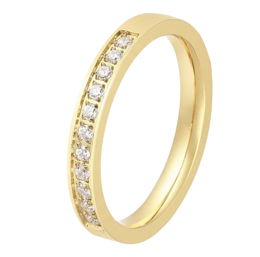 Stålring med 18K förgyllning och CZ