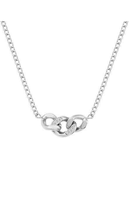 Stålhalsband med CZ 40+5 cm