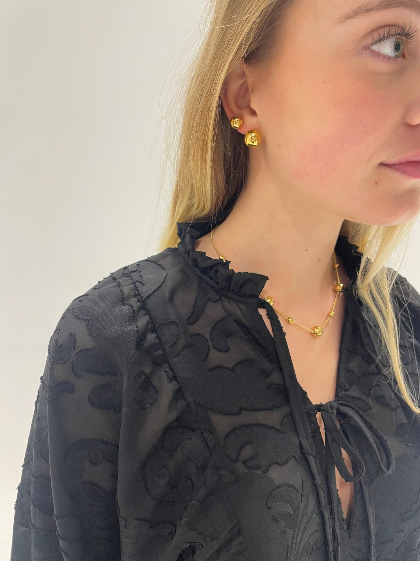 Stålhalsband med 18K förgyllning 40+6 cm