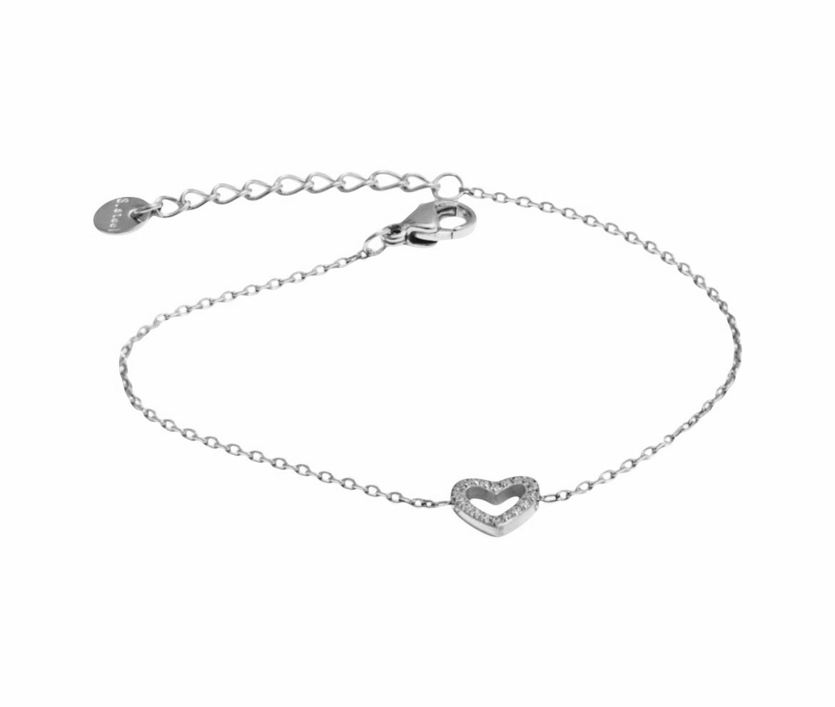 Stålarmband med CZ 16+4 cm