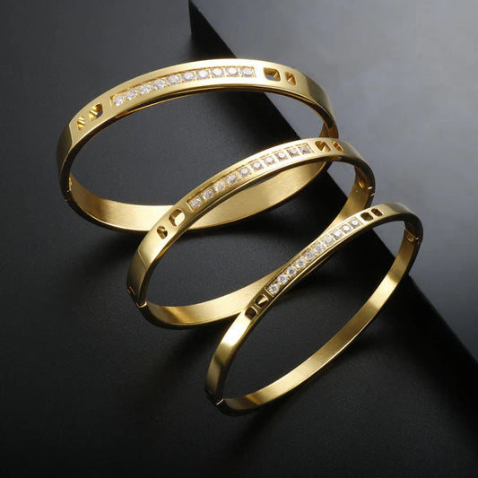 Stålarmband med 18K förgyllning och CZ 4MM