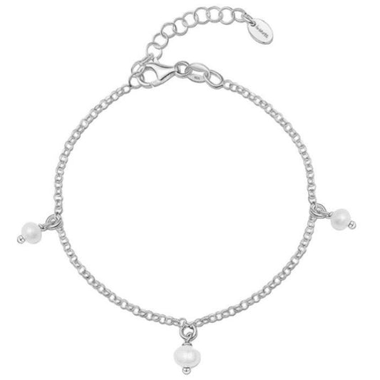 Stålarmband med Sötvattenpärlor 16+4 cm