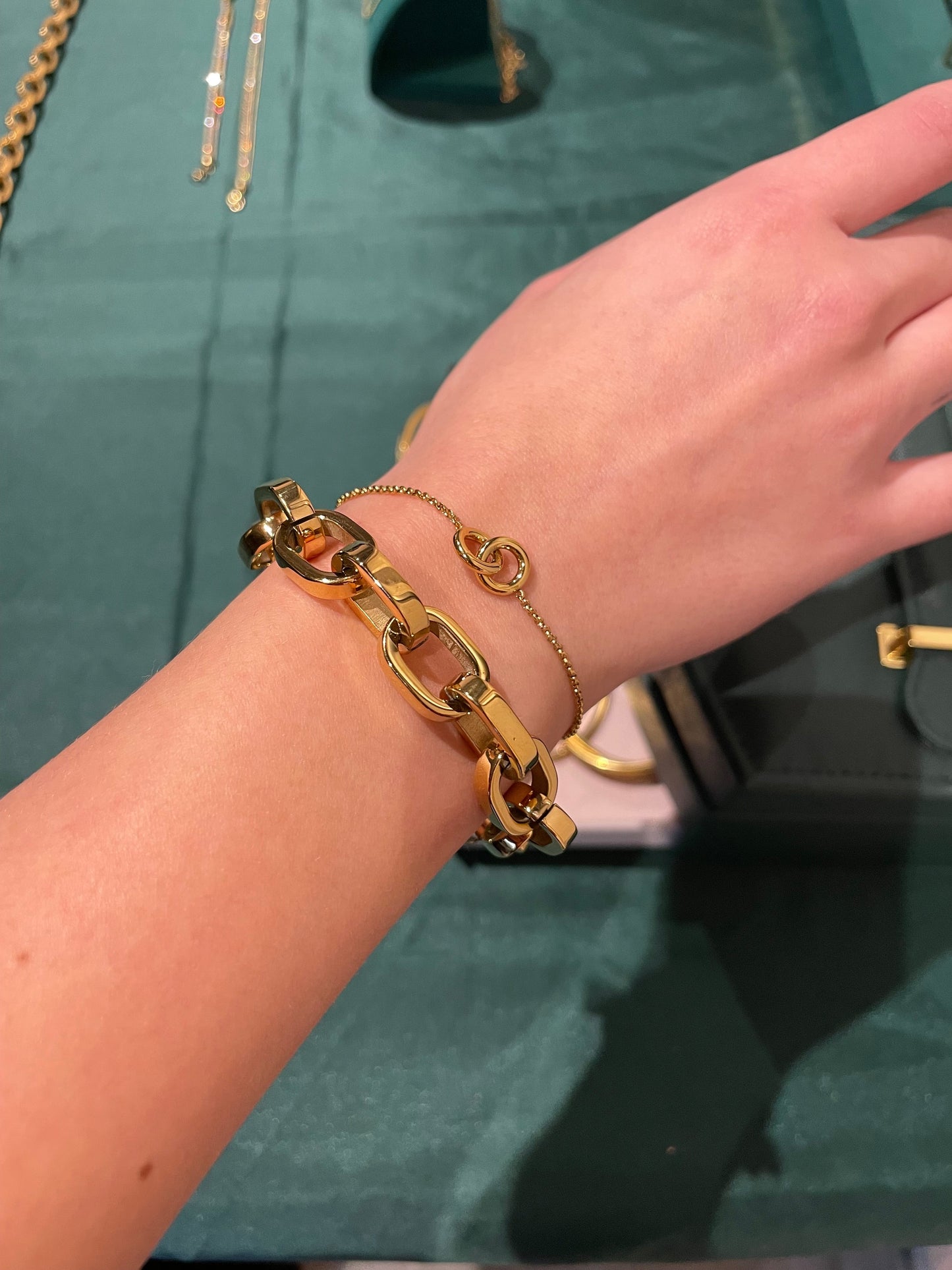 Stålarmband med 18K förgyllning 15+3 cm