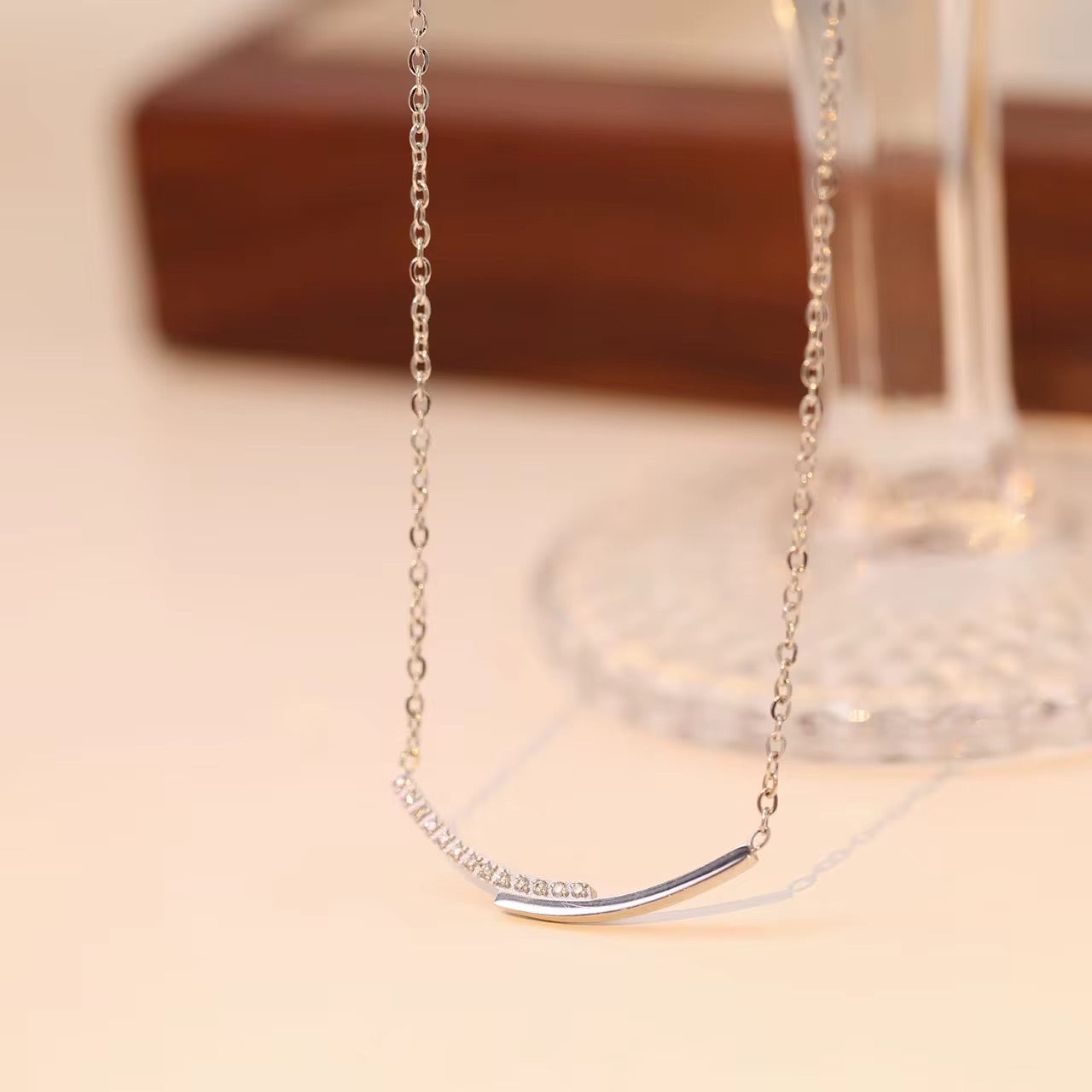 Stålhalsband med CZ 40+5 cm