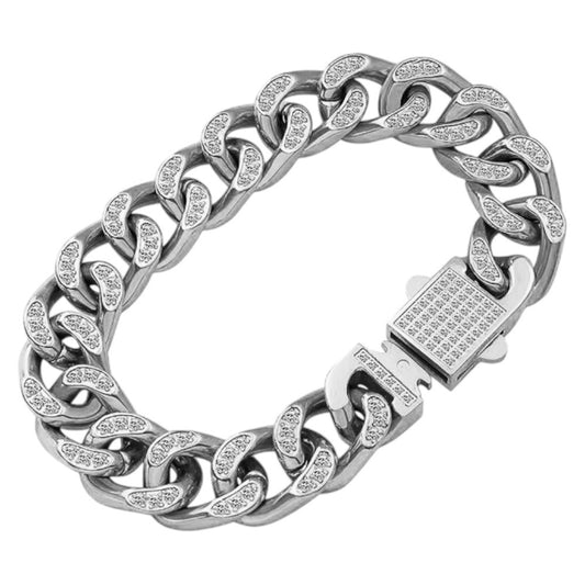 Stålarmband med CZ 20 cm