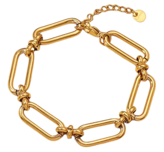 Stålarmband med 18K förgyllning 16+3 cm