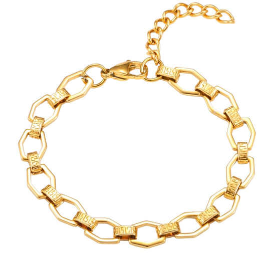 Stålarmband med 18K förgyllning 16+4 cm
