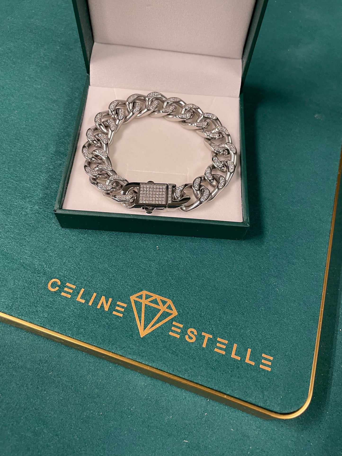 Stålarmband med CZ 20 cm