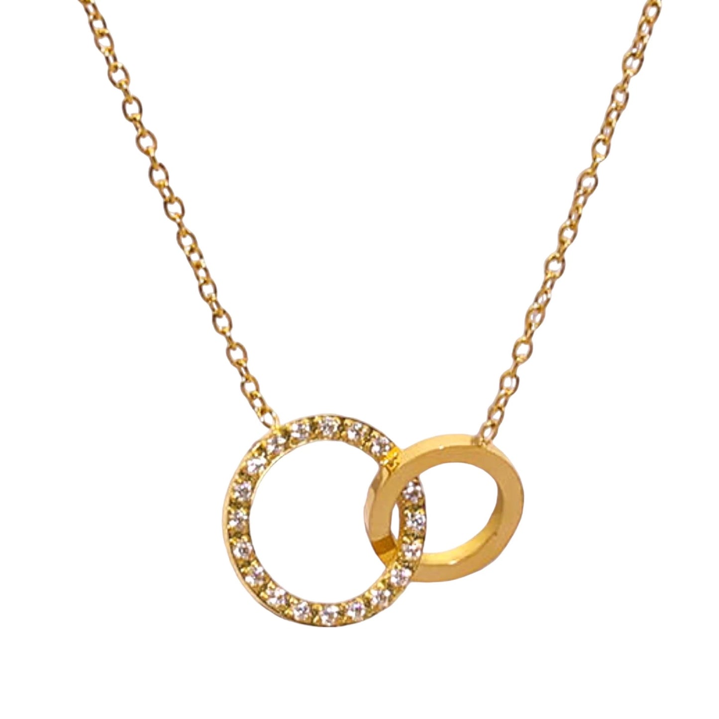 Stålhalsband med 18K förgyllning och CZ 42+5 cm