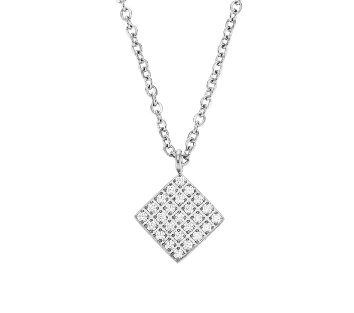 Stålhalsband med CZ 40+5 cm