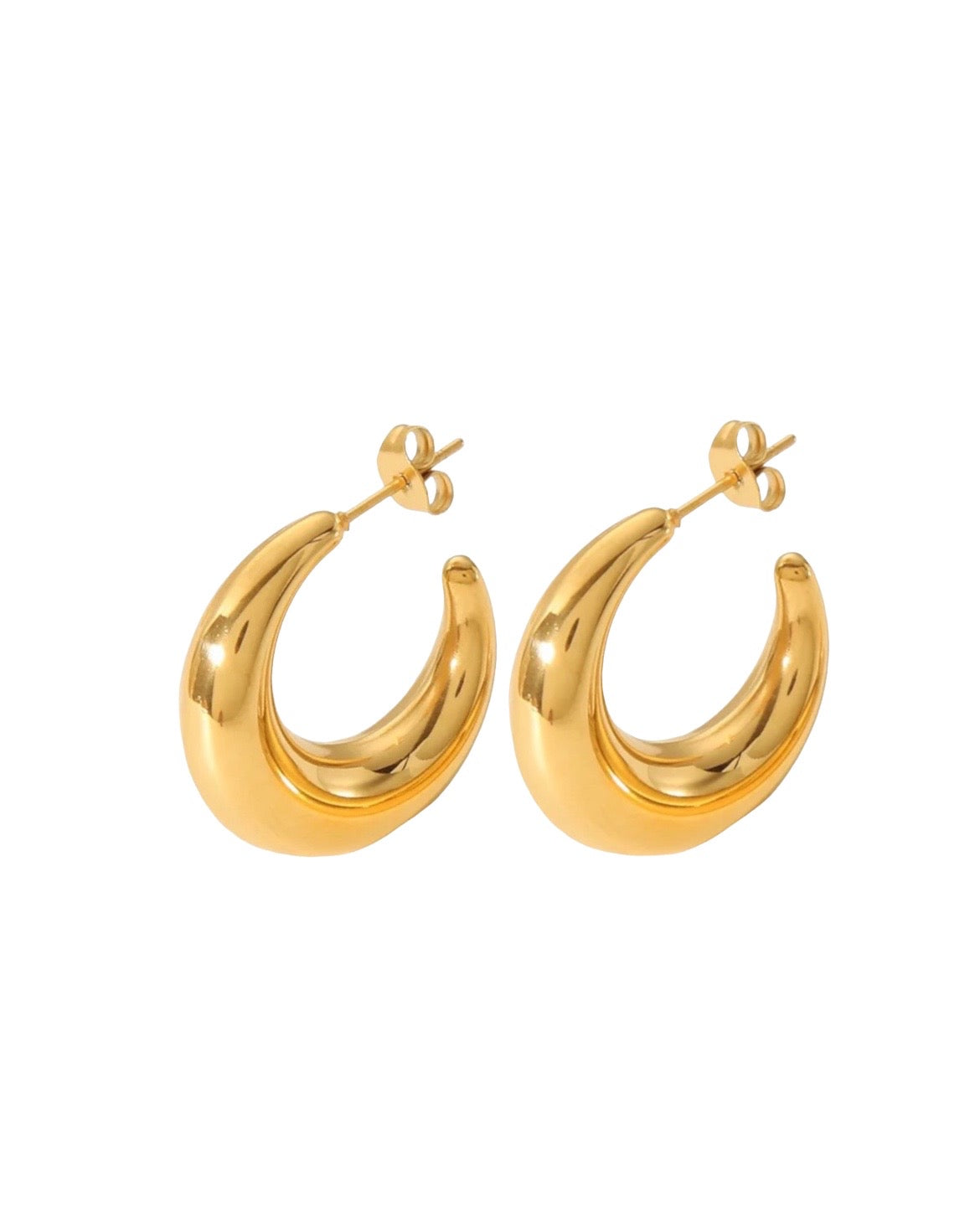 Stålörhängen med 18K förgyllning 14MM