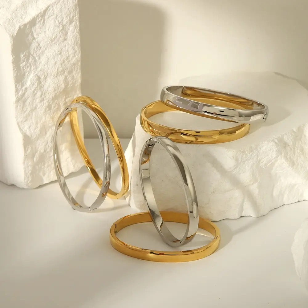 Stålarmring med 18K förgyllning 8MM / 6MM / 4MM