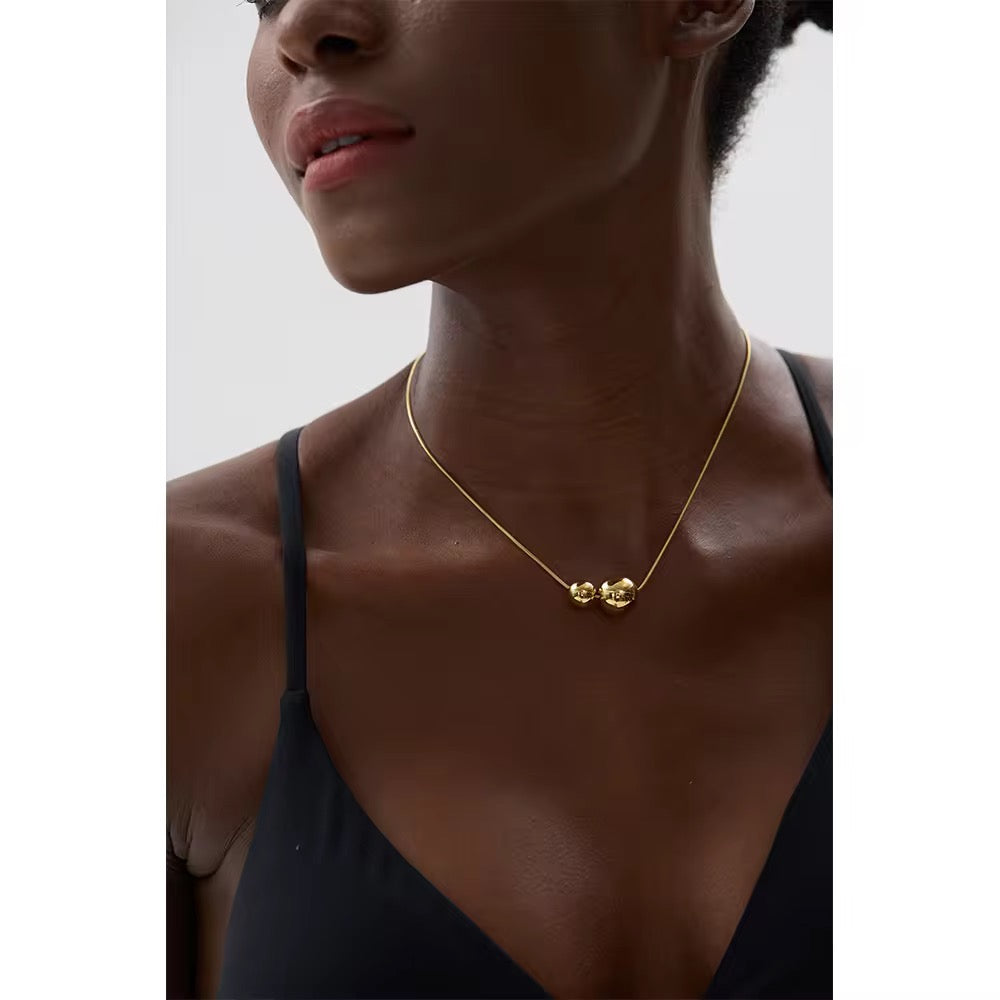 Stålhalsband med 18K förgyllning 40+5 cm