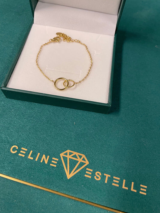 Stålarmband med 18K förgyllning 15+5 cm