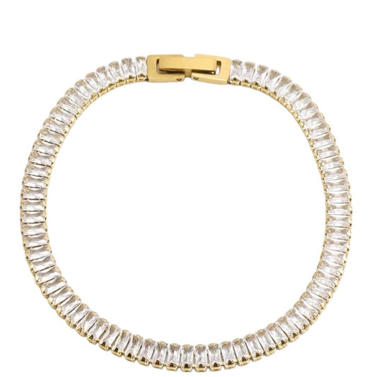 Stålarmband med 18K och CZ 19CM / 17CM (6MM)