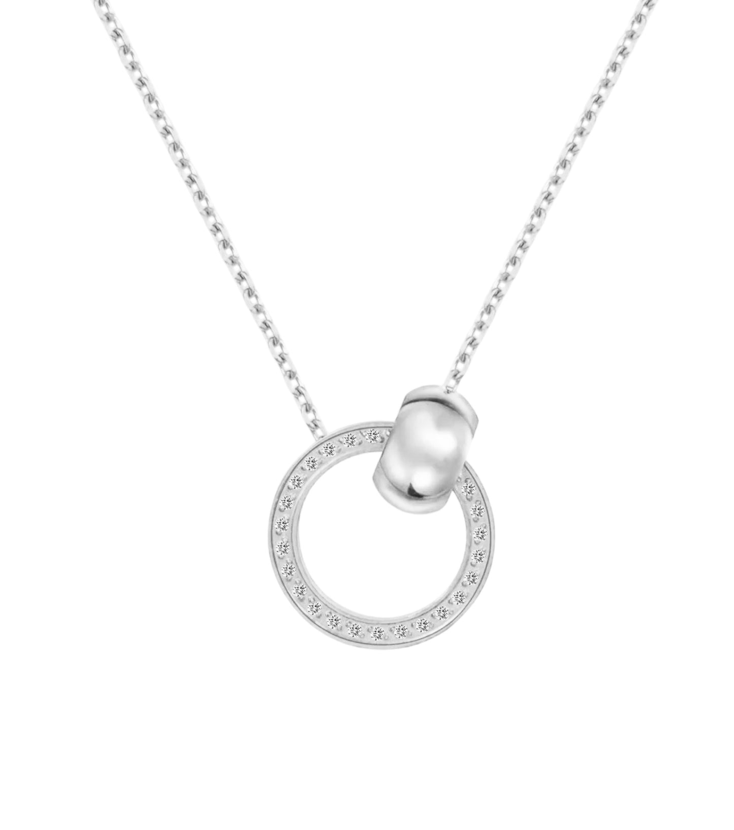 Stålhalsband med CZ 45+5 cm