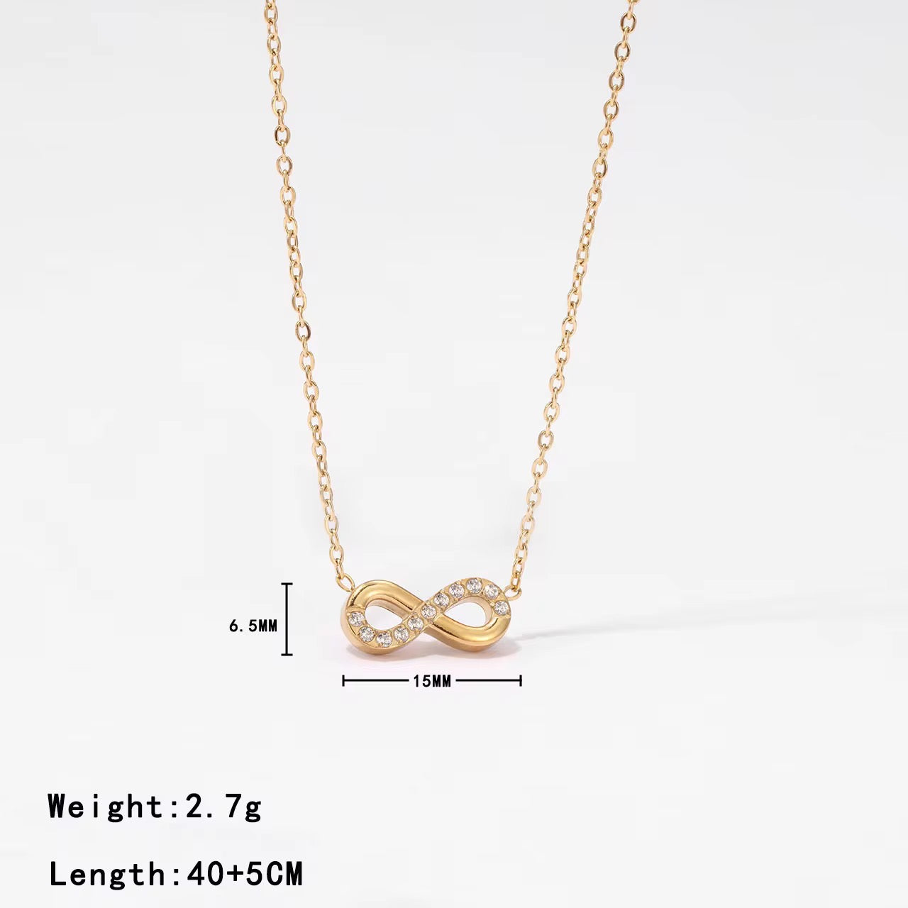Stålhalsband med 18K förgyllning och CZ 40+5 cm