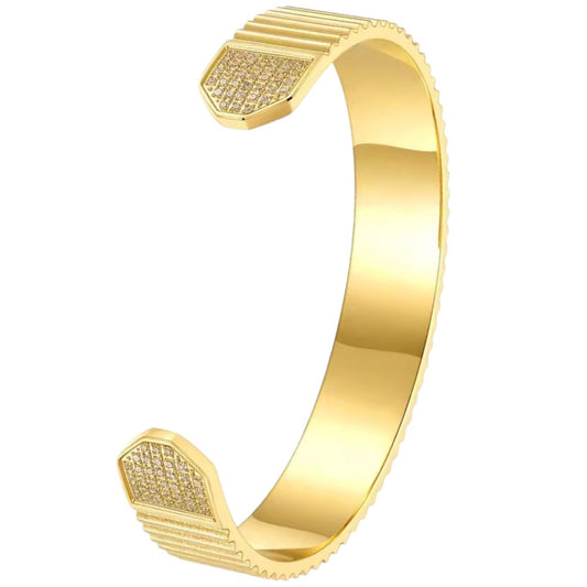 Stålarmband med 18K förgyllning och CZ 12MM - Reglerbar