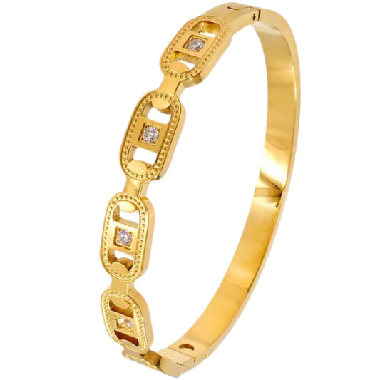 Stålarmband med 18K förgyllning och CZ 8MM