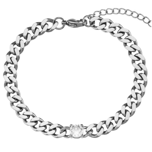 Stålarmband med CZ 16+5 cm