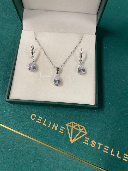 Stålhalsband med CZ 40+5 cm